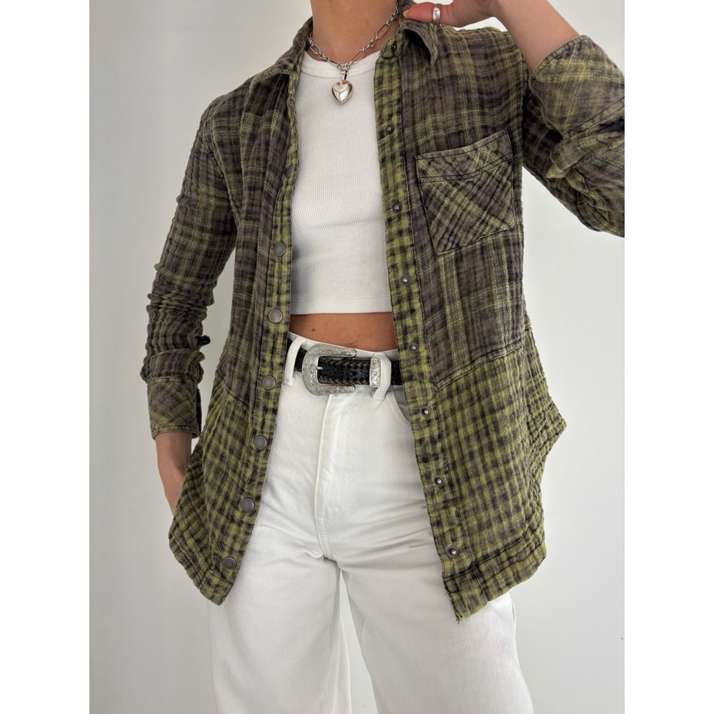 Free People plaid flannel 100% cotton gauze fitted